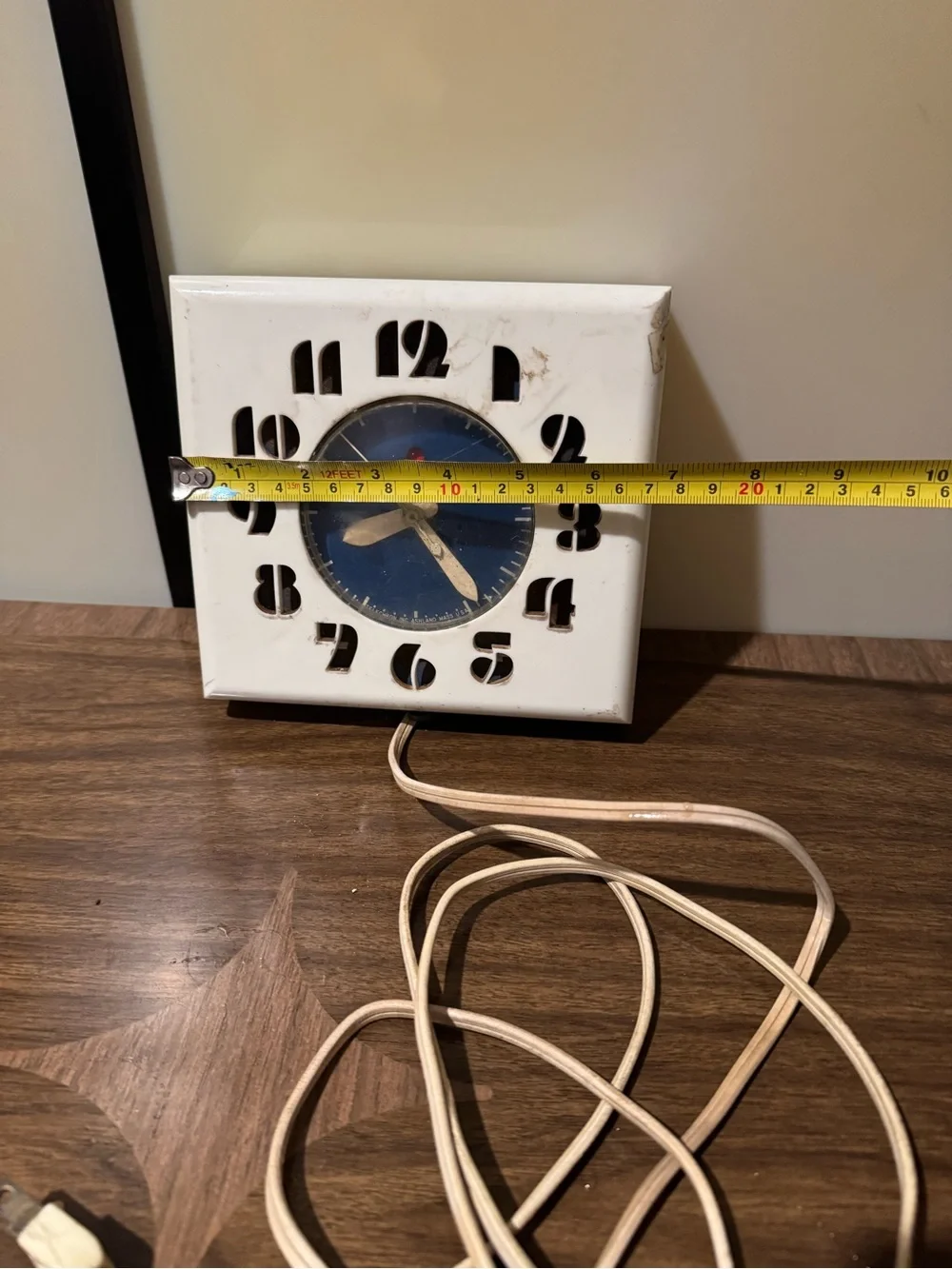 Vintage working -Telechron Square Wall Clock with Blue Face